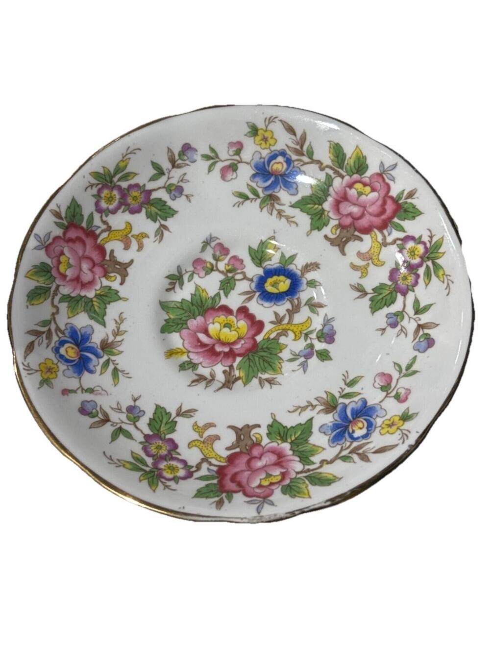 Royal Stafford Rochester Saucer Pink Rose Blue Flowers
